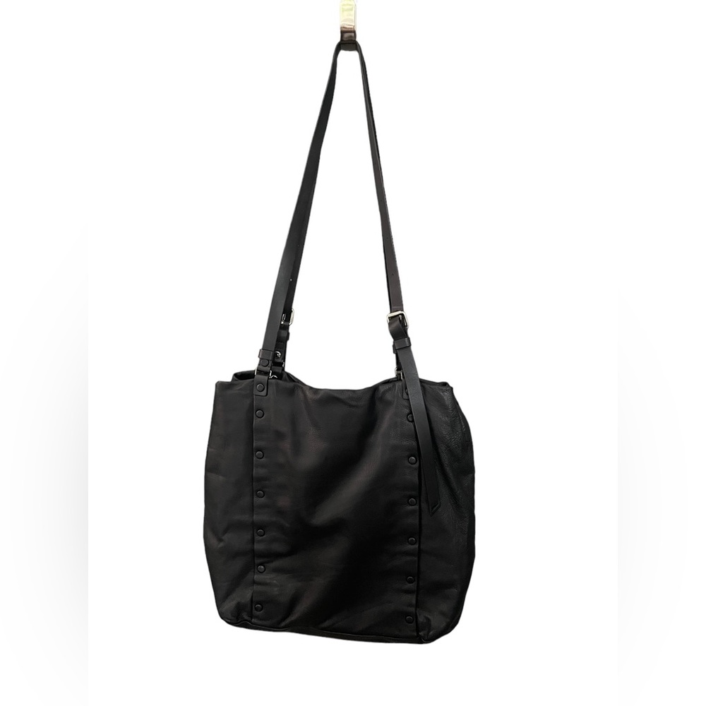Black leather All Saints large shoulder bag/cross body tote.